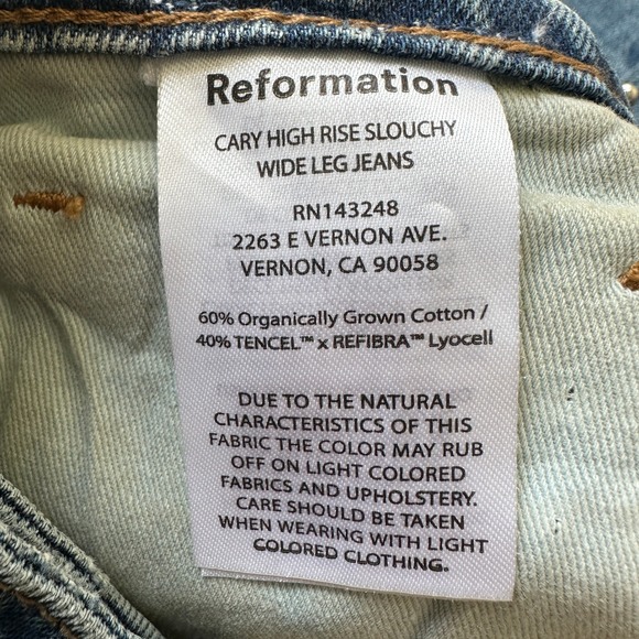 Reformation Cary High Rise Slouchy Wide Leg Jeans Chesapeake Studded 29 - Picture 3 of 10